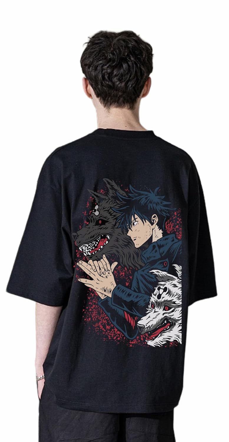Oversized Anime Fox Graphic Tee