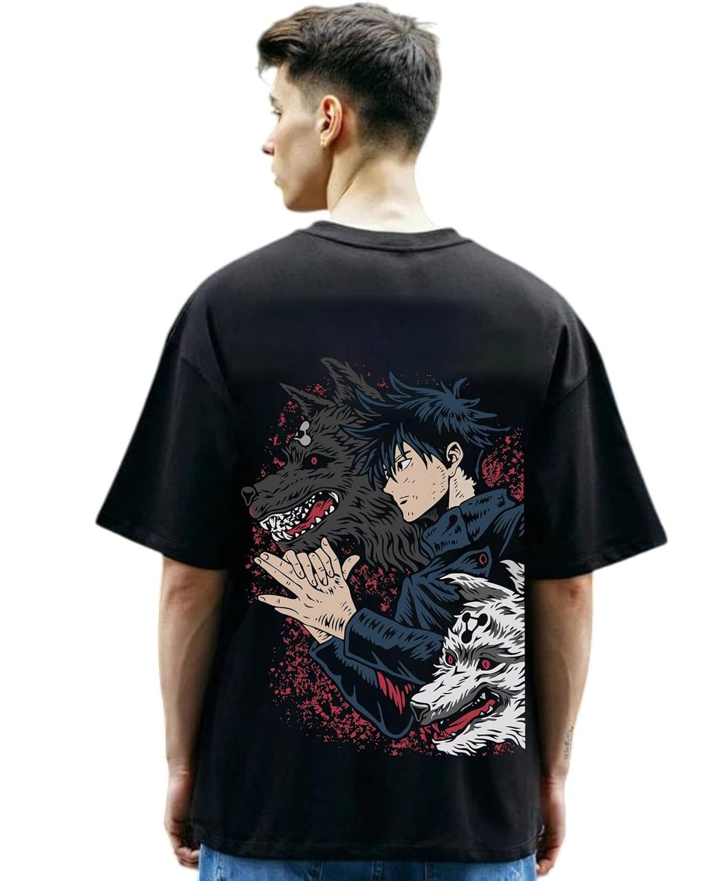 Oversized Anime Fox Graphic Tee