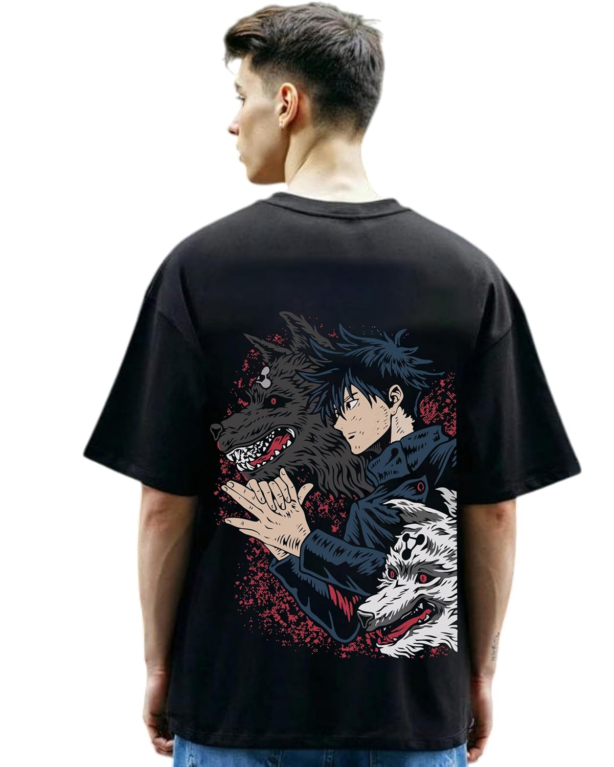 Oversized Anime Fox Graphic Tee