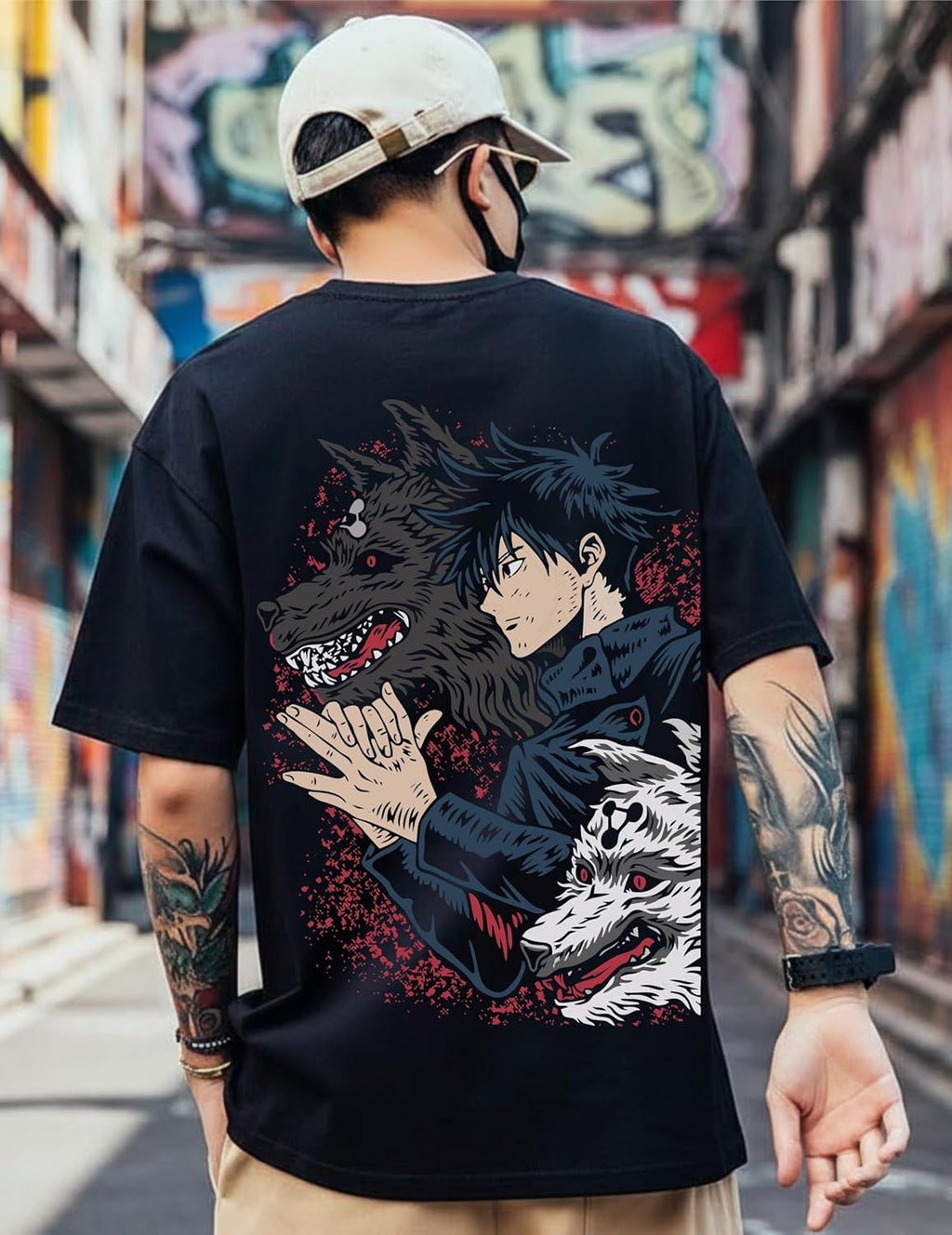Oversized Anime Fox Graphic Tee