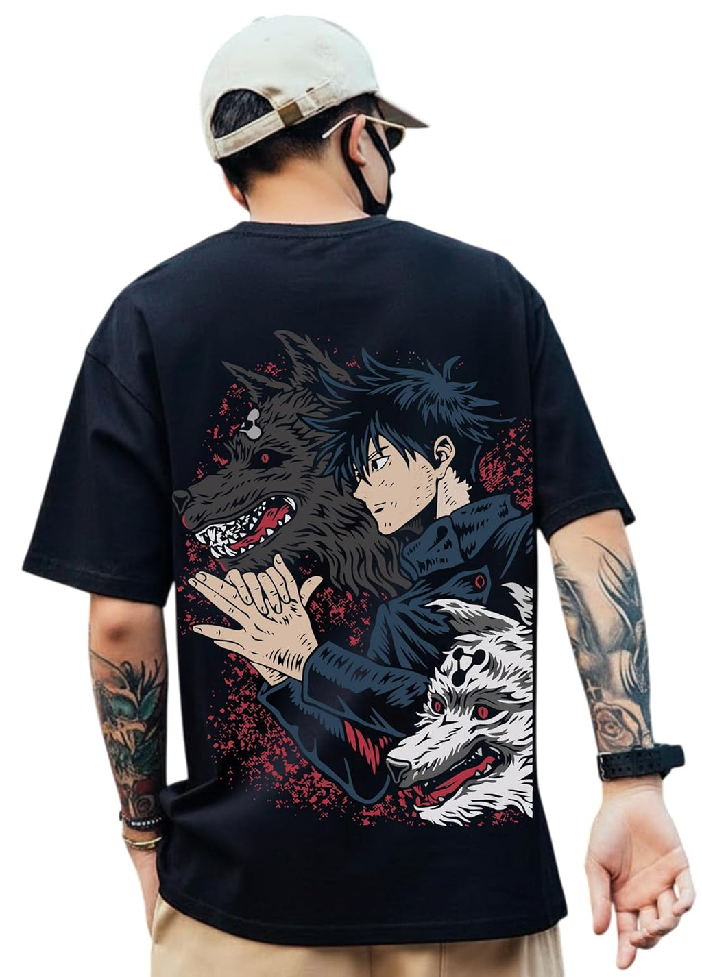 Oversized Anime Fox Graphic Tee