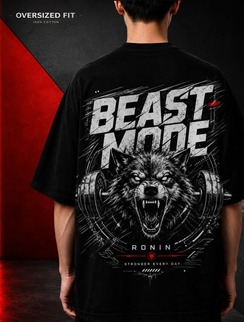 BEAST MODE Oversized T-Shirt | 240 GSM Premium Terry Cotton | Ronin Fashion
