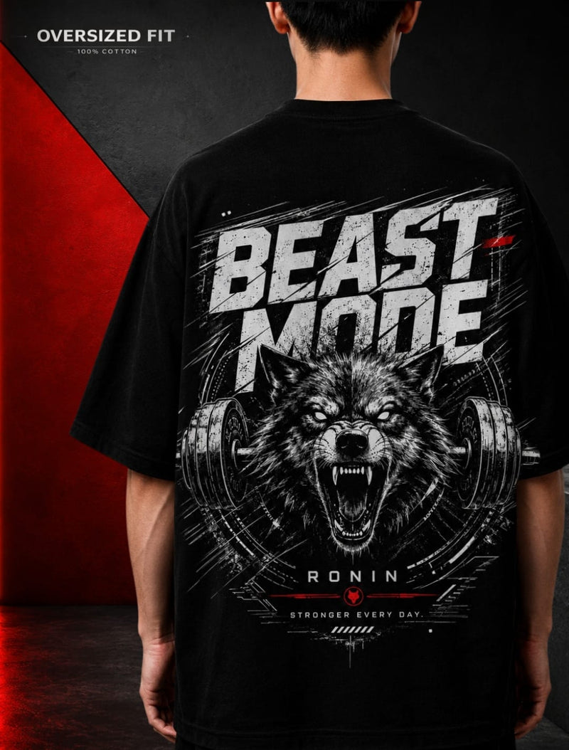 BEAST MODE Oversized T-Shirt | 240 GSM Premium Terry Cotton | Ronin Fashion