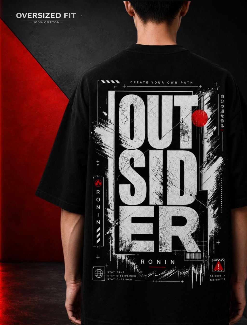 OUTSIDER Oversized T-Shirt | 240 GSM Premium Terry Cotton | Ronin Fashion