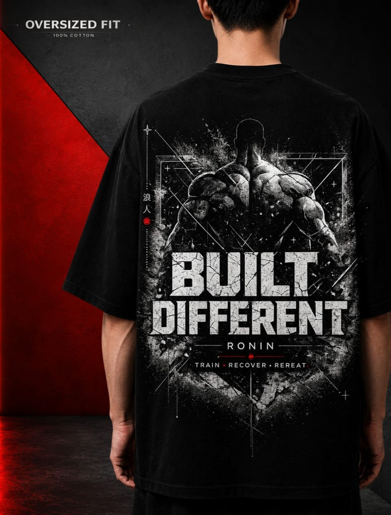 BUILD DIFFERENT Oversized T-Shirt | 240 GSM Premium Terry Cotton | Ronin Fashion
