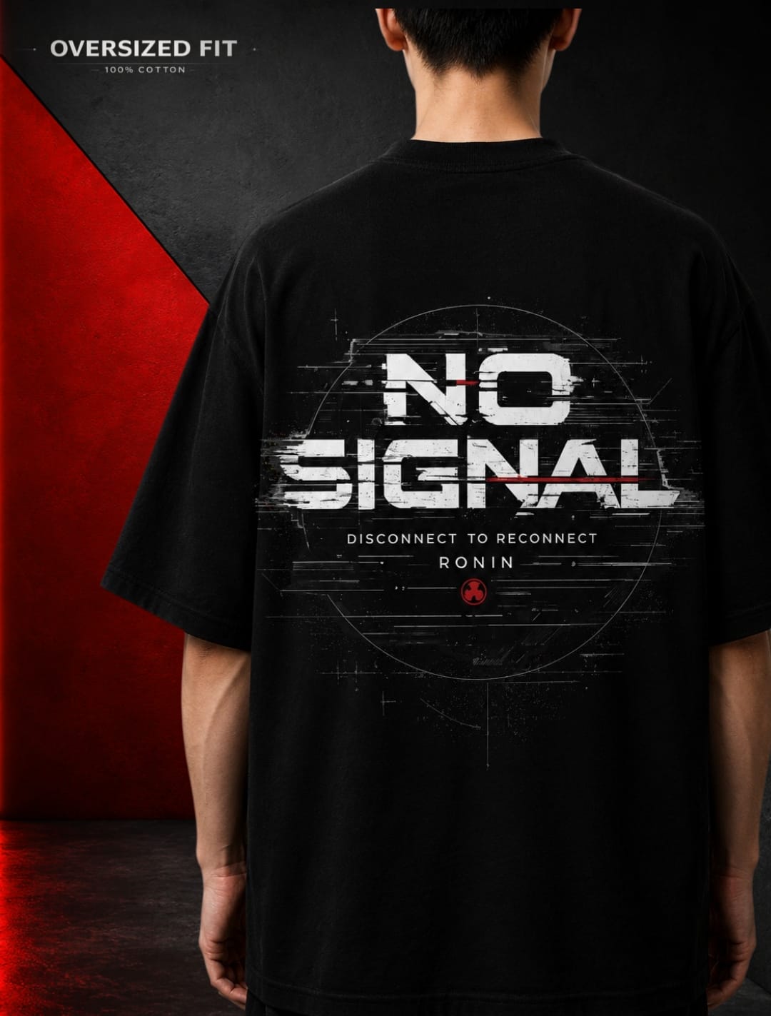 NO SIGNAL Oversized Streetwear T-Shirt | 240 GSM Premium Terry Cotton | Ronin Fashion