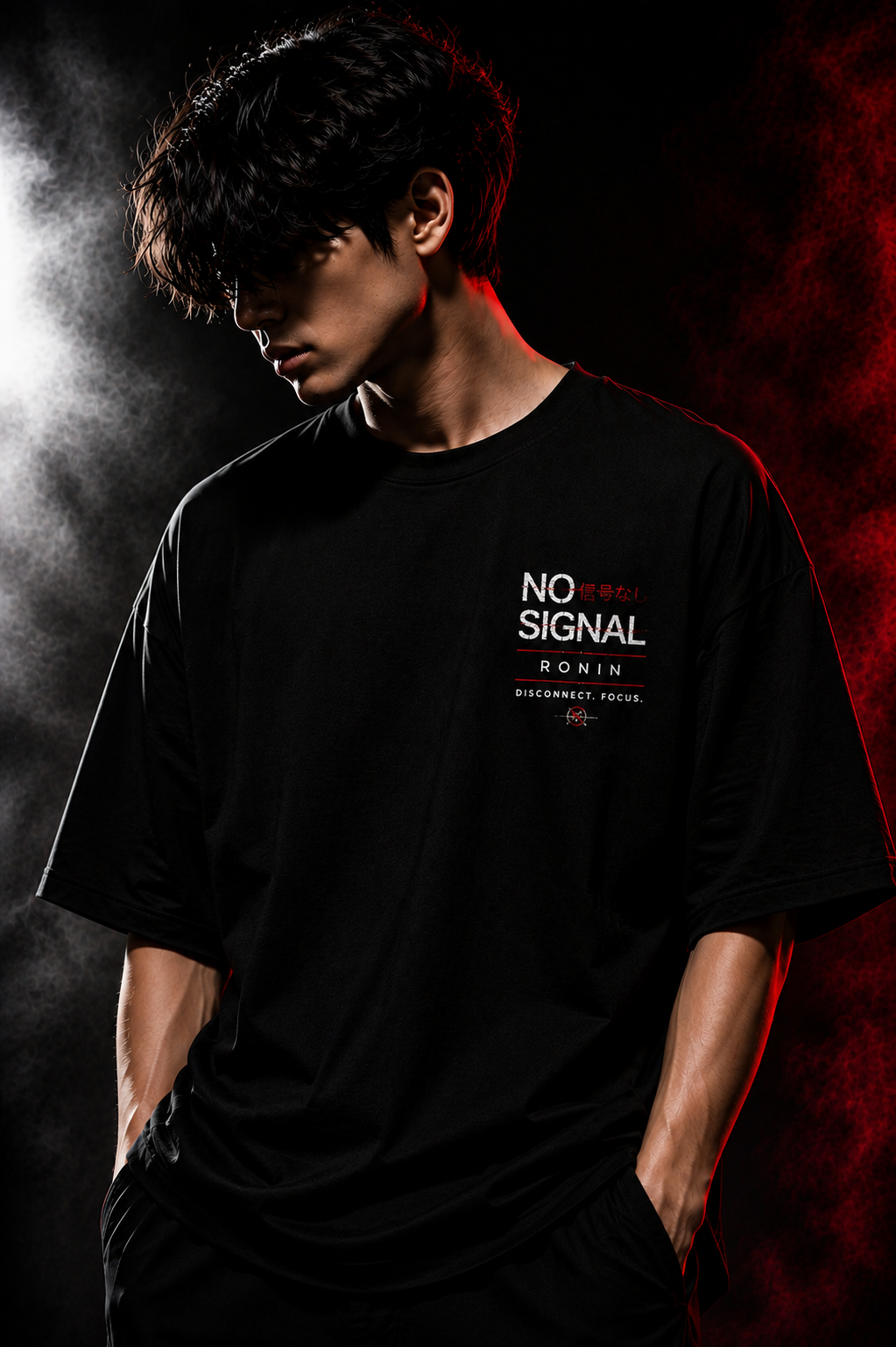 NO SIGNAL Oversized Streetwear T-Shirt | 240 GSM Premium Terry Cotton | Ronin Fashion