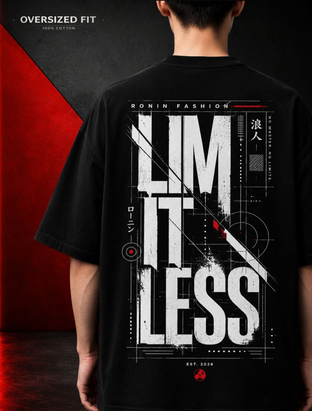 LIMITLESS Oversized Streetwear T-Shirt | 240 GSM Premium Terry Cotton | Ronin Fashion