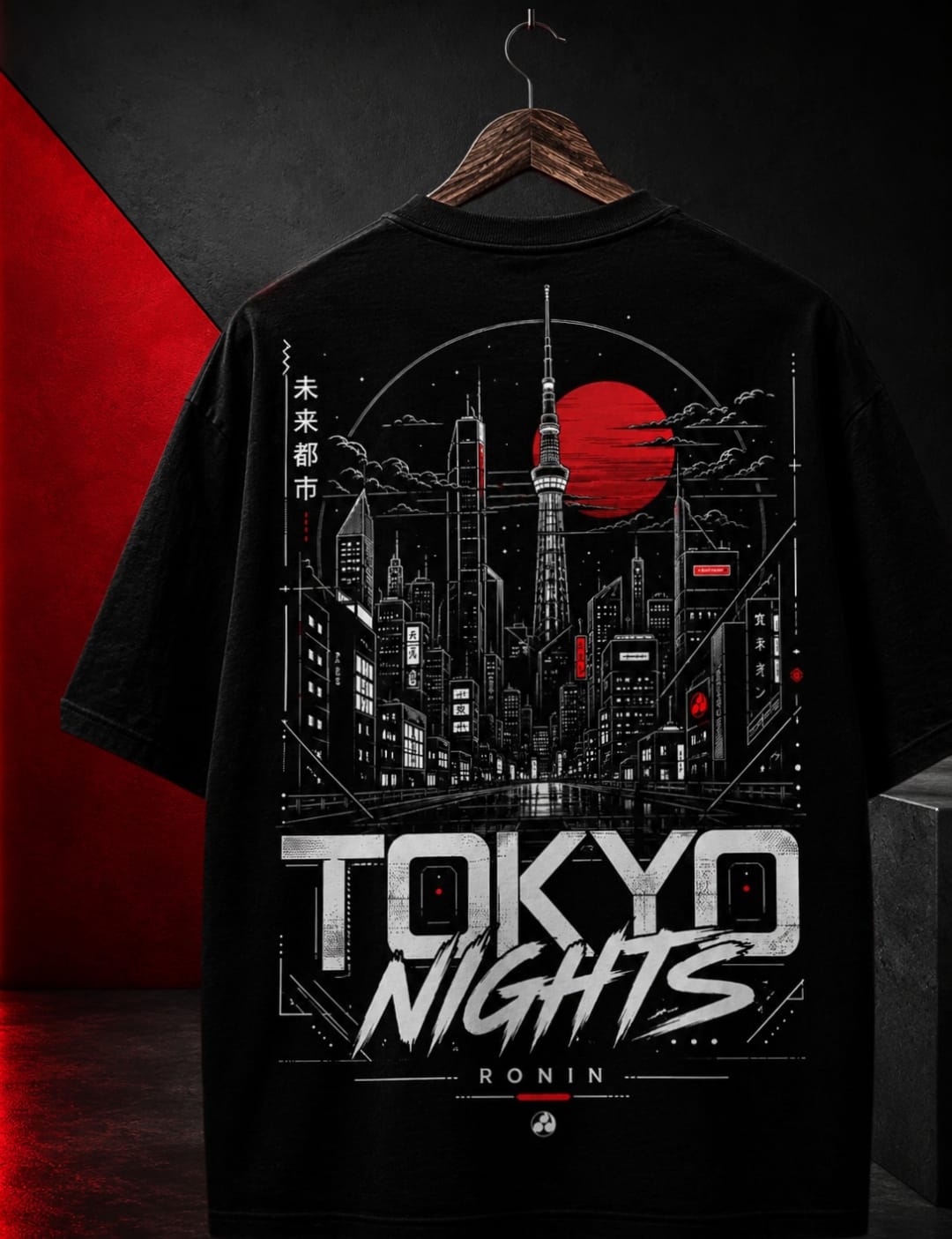 TOKYO NIGHTS Oversized Streetwear T-Shirt | 240 GSM Premium Terry Cotton | Ronin Fashion