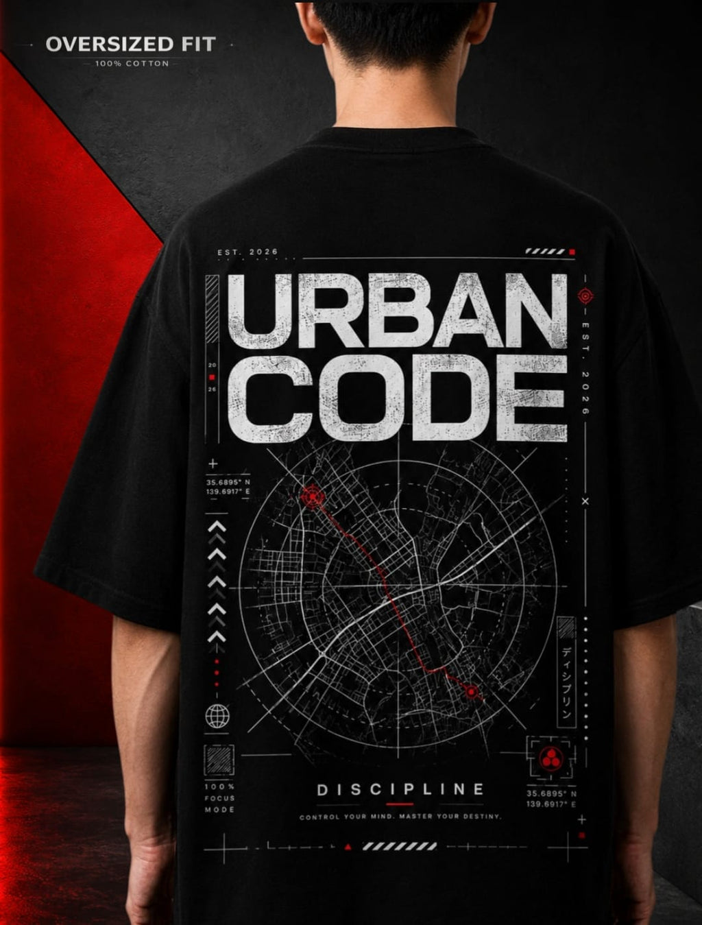 URBAN CODE Oversized Streetwear T-Shirt | 240 GSM Premium Terry Cotton | Ronin Fashion